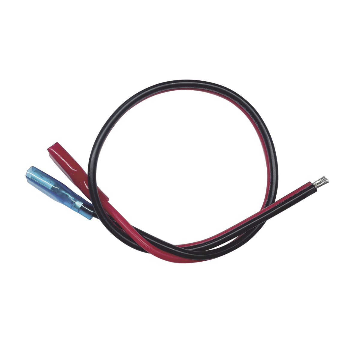 Cables en Paquete Dual / Cable Rojo y Negro / 30 cm (11.81 Pulgadas) / Terminal F1 en un Extremo / Puntas Libres en el Otro / Conexión a Baterías de Respaldo