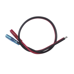 Cables en Paquete Dual / Cable Rojo y Negro / 30 cm (11.81 Pulgadas) / Terminal F1 en un Extremo / Puntas Libres en el Otro / Conexión a Baterías de Respaldo