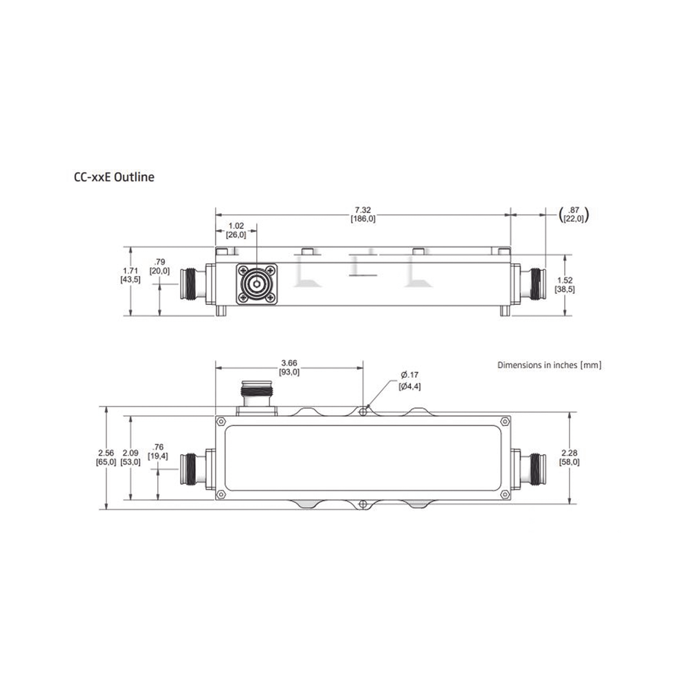 Acoplador direccional 10dB 575-2700MHz 300W - 161 dBc 4.3 - 10 IP67