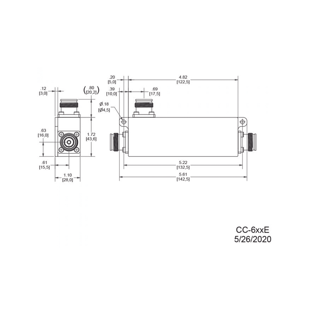 Acoplador direccional 10dB 617-5925MHz 300W-161dBc 4.3-10 IP67