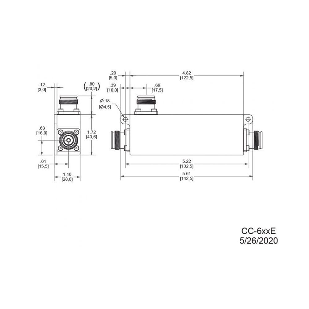 Acoplador direccional 13dB 617-5925MHz 300W-161dBc 4.3-10 IP67
