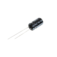 Capacitor Electrolítico en Aluminio, Radial de 220 µFd, 16 Vcc, 105 °C, 6.3 x 11 mm.