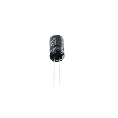 Capacitor Electrolítico en Aluminio, Radial de 220 µFd, 16 Vcc, 105 °C, 6.3 x 11 mm.
