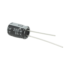 Capacitor Electrolítico de Aluminio, Radial de 220 µFd, 25 Vcc, 105 °C, 8 x 11 mm, .