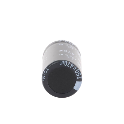 Capacitor Electrolítico de Aluminio, Radial de 470 µFd, 250 Vcc, 105 °C, 25 x 40 mm.
