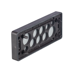 Pasacable de 10 Orificios de Marco Rectangular, IP65, 4.41" X 1.42", para Cables no Terminados, Color Negro.