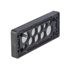 Pasacable de 10 Orificios de Marco Rectangular, IP65, 4.41" X 1.42", para Cables no Terminados, Color Negro.