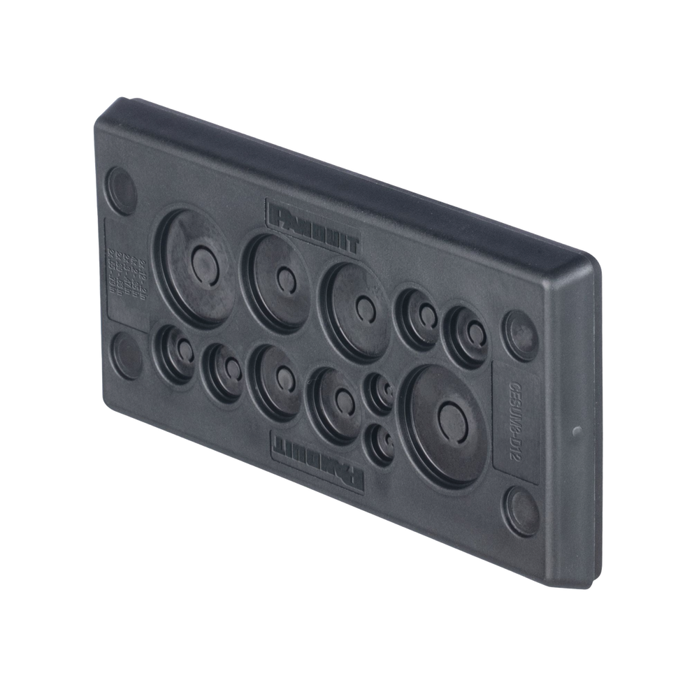 Pasacables Rectangular de Membrana, IP66, 3.39" x 1.42", 12 orificios, para Cables no Terminados. Color Negro