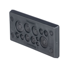 Pasacables Rectangular de Membrana, IP66, 3.39" x 1.42", 12 orificios, para Cables no Terminados. Color Negro
