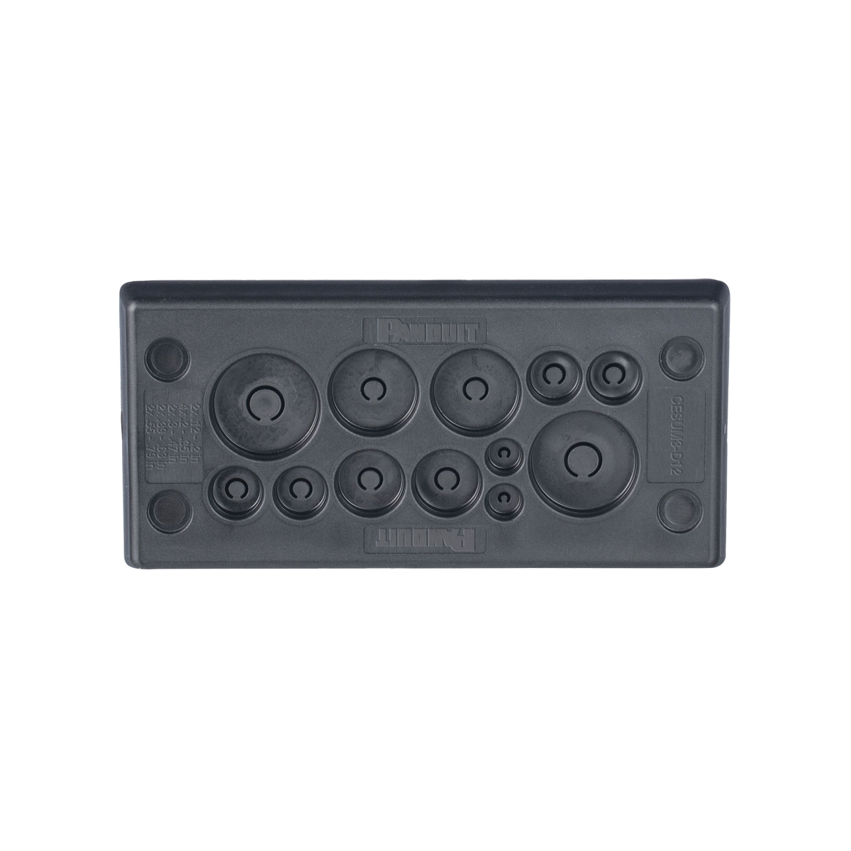 Pasacables Rectangular de Membrana, IP66, 3.39" x 1.42", 12 orificios, para Cables no Terminados. Color Negro