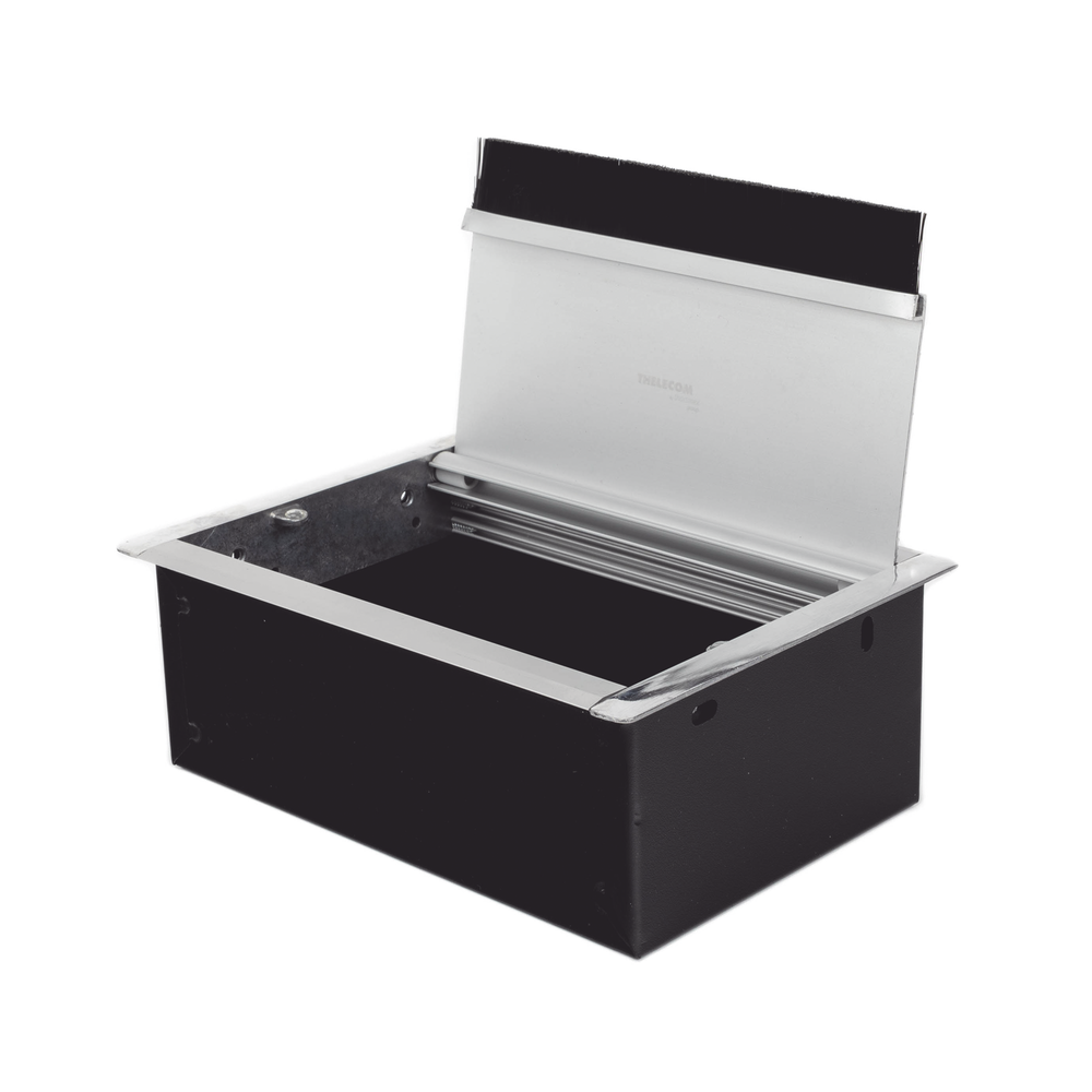 Caja Universal Vacía de 2 Módulos para Instalación en Escritorio (Voz, Datos, Video, Contactos Eléctricos), (No Incluye Accesorios)