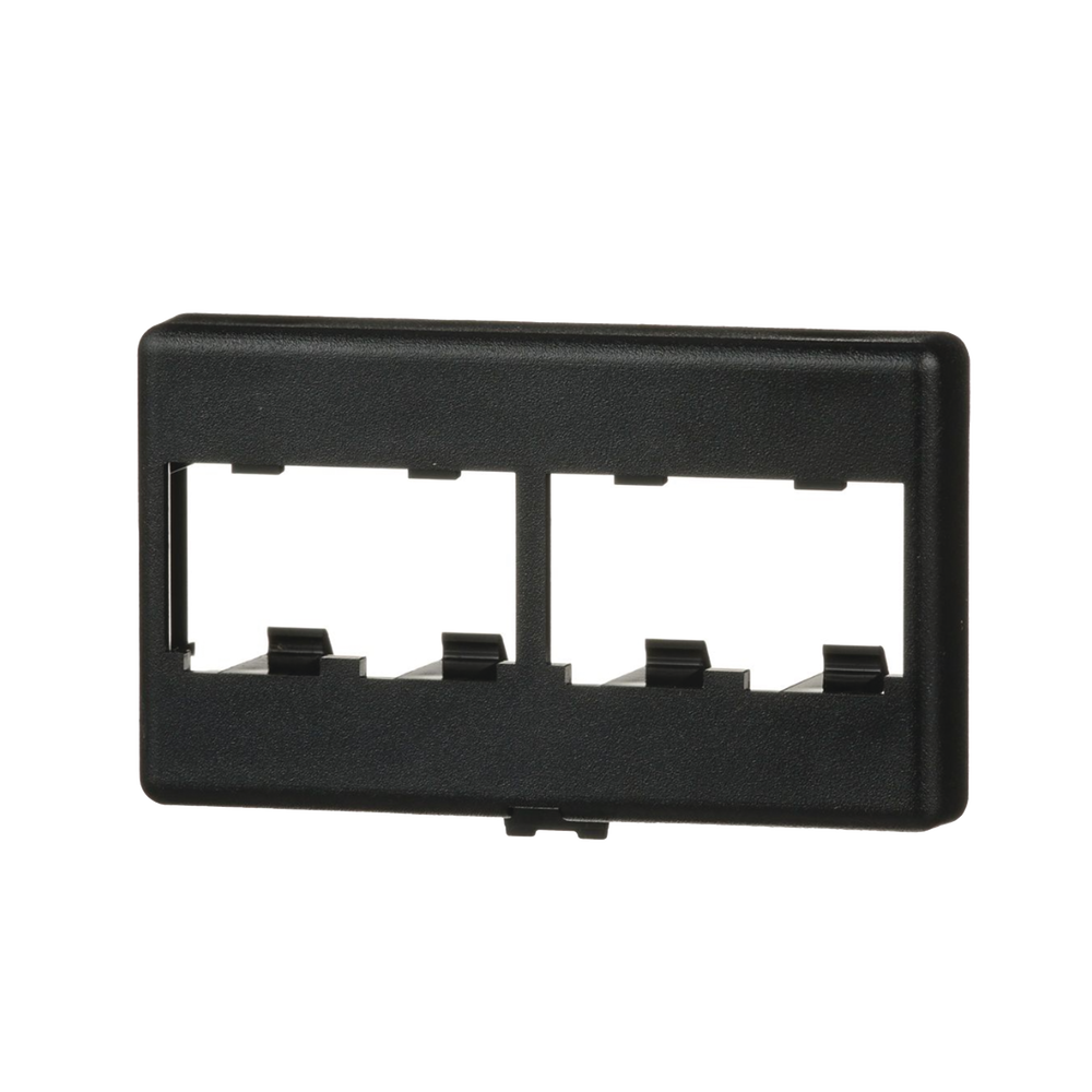Placa de Mobiliario Modular Estándar, Salidas Para 4 Puertos Mini-Com, Color Negro