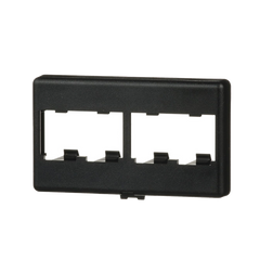 Placa de Mobiliario Modular Estándar, Salidas Para 4 Puertos Mini-Com, Color Negro