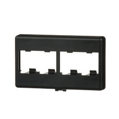 Placa de Mobiliario Modular Estándar, Salidas Para 4 Puertos Mini-Com, Color Negro