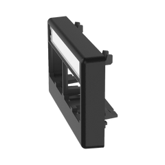 Placa de Mobiliario Modular Estándar, Salidas Para 4 Puertos Mini-Com, Con Espacio Para Etiquetas, Color Negro