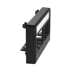 Placa de Mobiliario Modular Estándar, Salidas Para 4 Puertos Mini-Com, Con Espacio Para Etiquetas, Color Negro
