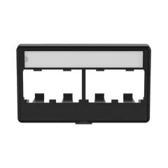 Placa de Mobiliario Modular Estándar, Salidas Para 4 Puertos Mini-Com, Con Espacio Para Etiquetas, Color Negro