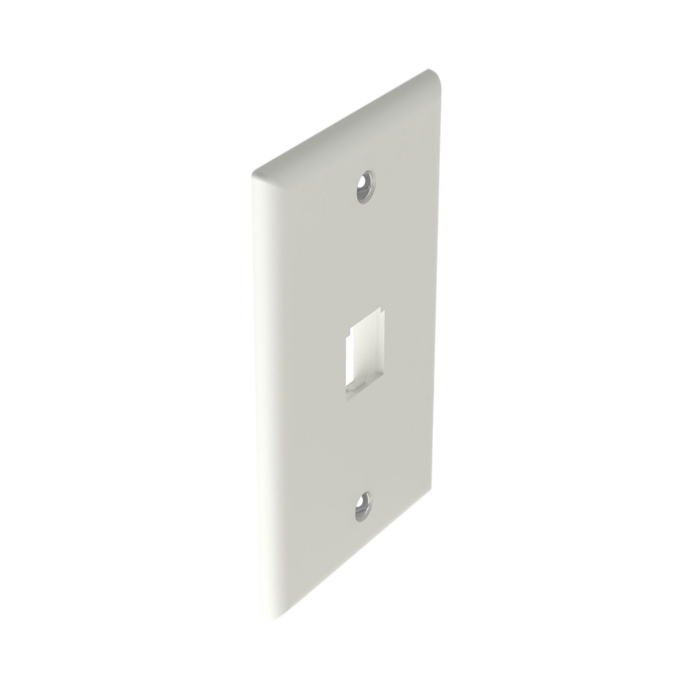 Placa de Pared Vertical Clásica, Salida Para 1 Puerto Mini-Com, Color Blanco Mate