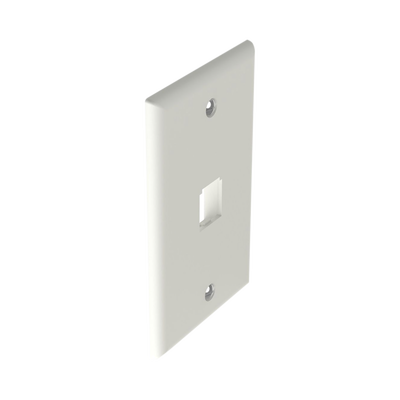 Placa de Pared Vertical Clásica, Salida Para 1 Puerto Mini-Com, Color Blanco Mate