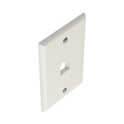 Placa de Pared Vertical Clásica, Salida Para 1 Puerto Mini-Com, Color Blanco Mate