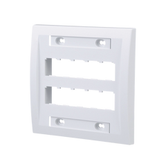 Placa de Pared Vertical Ejecutiva, Salida Para 10 Puertos Mini-Com, Con Espacios Para Etiquetas, Color Blanco
