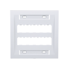 Placa de Pared Vertical Ejecutiva, Salida Para 10 Puertos Mini-Com, Con Espacios Para Etiquetas, Color Blanco