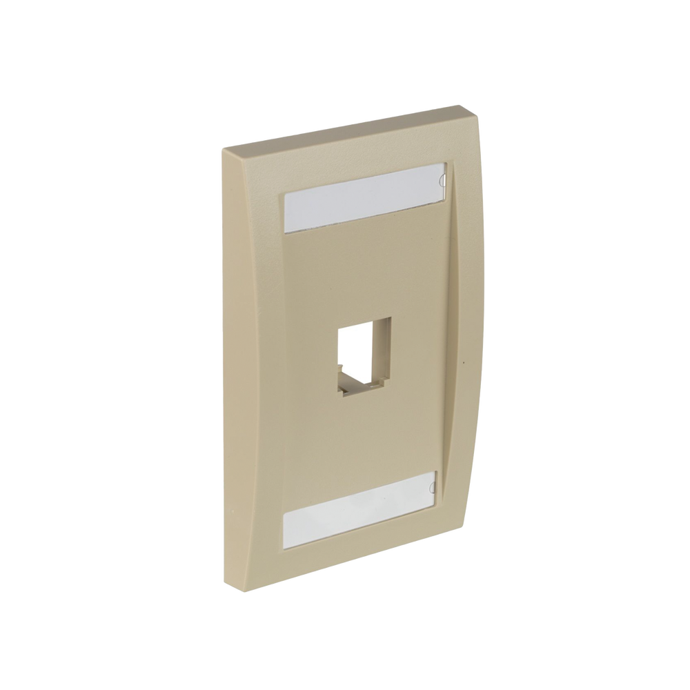 Placa de Pared Vertical Ejecutiva, Salida Para 1 Puerto Mini-Com, Con Espacios Para Etiquetas, Color Marfil