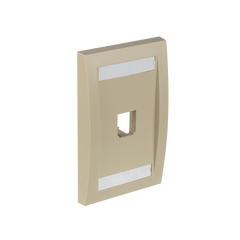 Placa de Pared Vertical Ejecutiva, Salida Para 1 Puerto Mini-Com, Con Espacios Para Etiquetas, Color Marfil