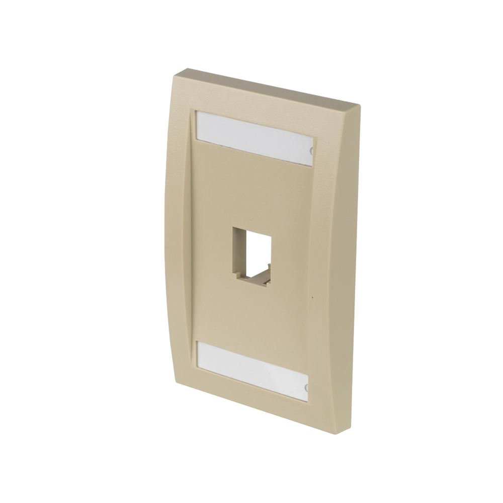 Placa de Pared Vertical Ejecutiva, Salida Para 1 Puerto Mini-Com, Con Espacios Para Etiquetas, Color Marfil