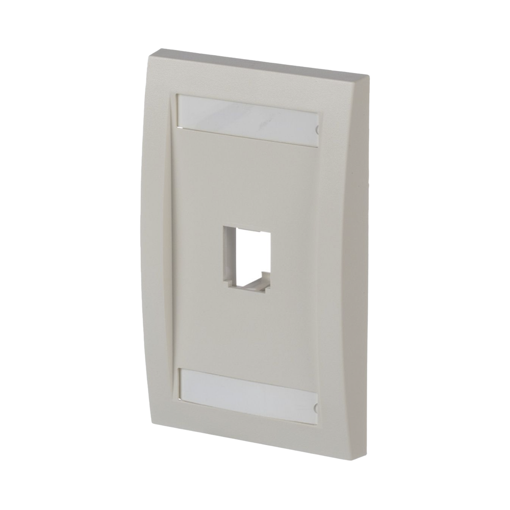 Placa de Pared Vertical Ejecutiva, Salida Para 1 Puerto Mini-Com, Con Espacios Para Etiquetas, Color Blanco Mate