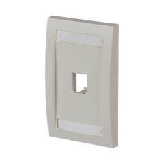 Placa de Pared Vertical Ejecutiva, Salida Para 1 Puerto Mini-Com, Con Espacios Para Etiquetas, Color Blanco Mate