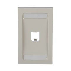 Placa de Pared Vertical Ejecutiva, Salida Para 1 Puerto Mini-Com, Con Espacios Para Etiquetas, Color Blanco Mate