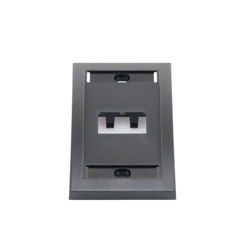 Placa de Pared Vertical Ejecutiva, Salida de 2 Puertos Mini-Com, Con Espacios Para Etiquetas, Color Negro