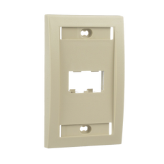 Placa de Pared Vertical Ejecutiva, Salida Para 2 Puertos Mini-Com, Con Espacios Para Etiquetas, Color Marfil