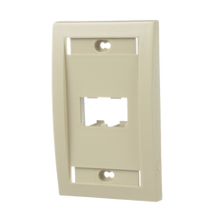 Placa de Pared Vertical Ejecutiva, Salida Para 2 Puertos Mini-Com, Con Espacios Para Etiquetas, Color Marfil