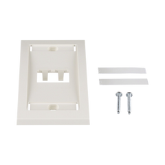 Placa de Pared Vertical Ejecutiva, Salida Para 2 Puertos Mini-Com, Con Espacios Para Etiquetas, Color Blanco Mate
