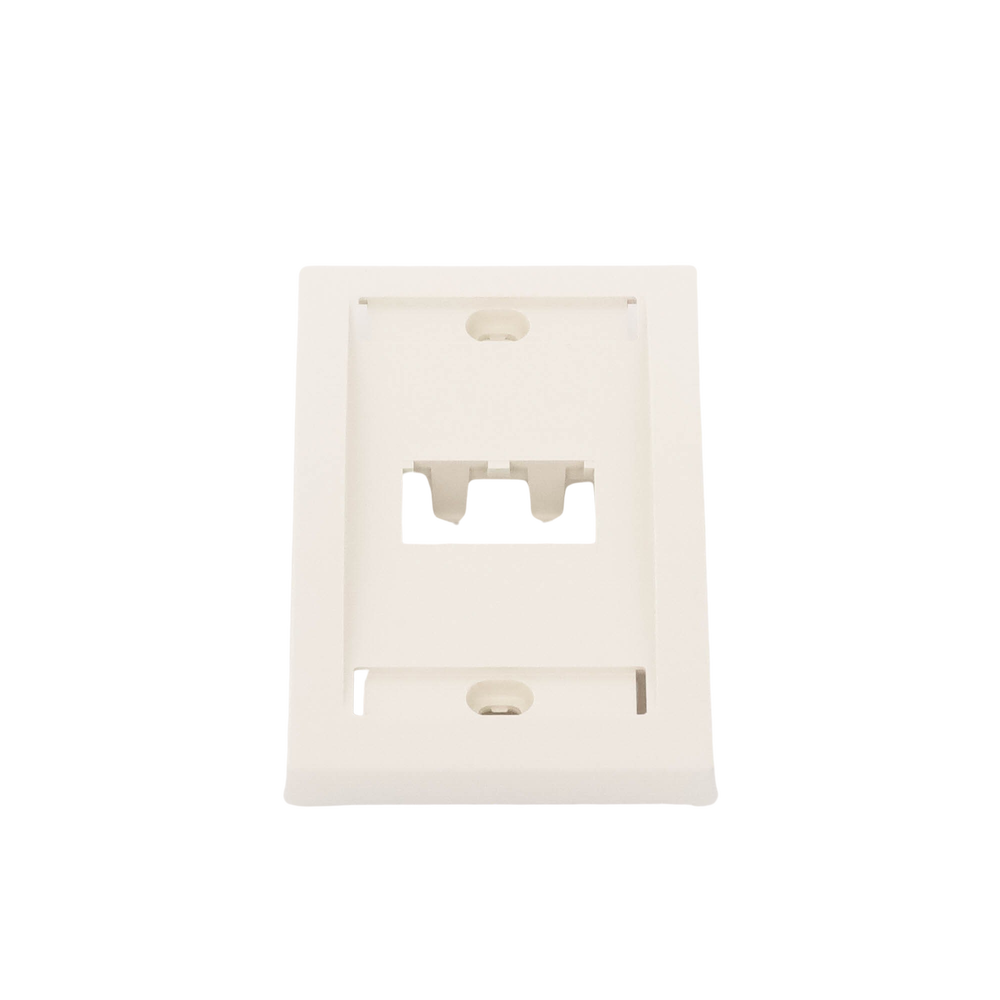 Placa de Pared Vertical Ejecutiva, Salida Para 2 Puertos Mini-Com, Con Espacios Para Etiquetas, Color Blanco Mate