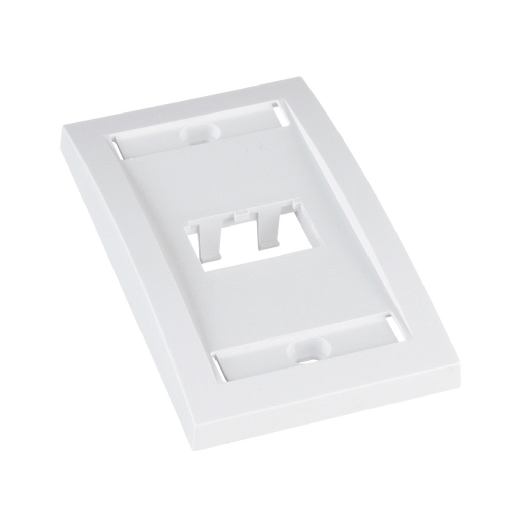 Placa de Pared Vertical Ejecutiva, Salida Para 2 Puertos Mini-Com, Con Espacios Para Etiquetas, Color Blanco