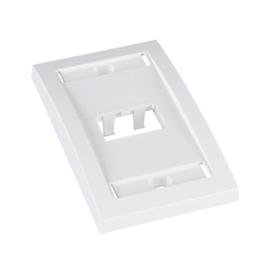 Placa de Pared Vertical Ejecutiva, Salida Para 2 Puertos Mini-Com, Con Espacios Para Etiquetas, Color Blanco