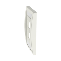Placa de Pared Vertical Ejecutiva, Salida Para 4 Puertos Mini-Com, Con Espacios Para Etiquetas, Color Blanco Mate