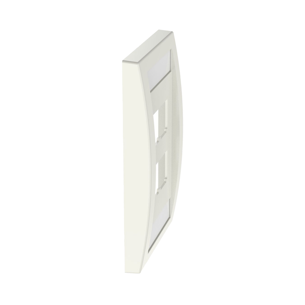 Placa de Pared Vertical Ejecutiva, Salida Para 4 Puertos Mini-Com, Con Espacios Para Etiquetas, Color Blanco Mate