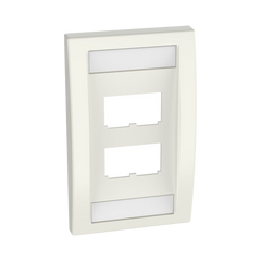 Placa de Pared Vertical Ejecutiva, Salida Para 4 Puertos Mini-Com, Con Espacios Para Etiquetas, Color Blanco Mate