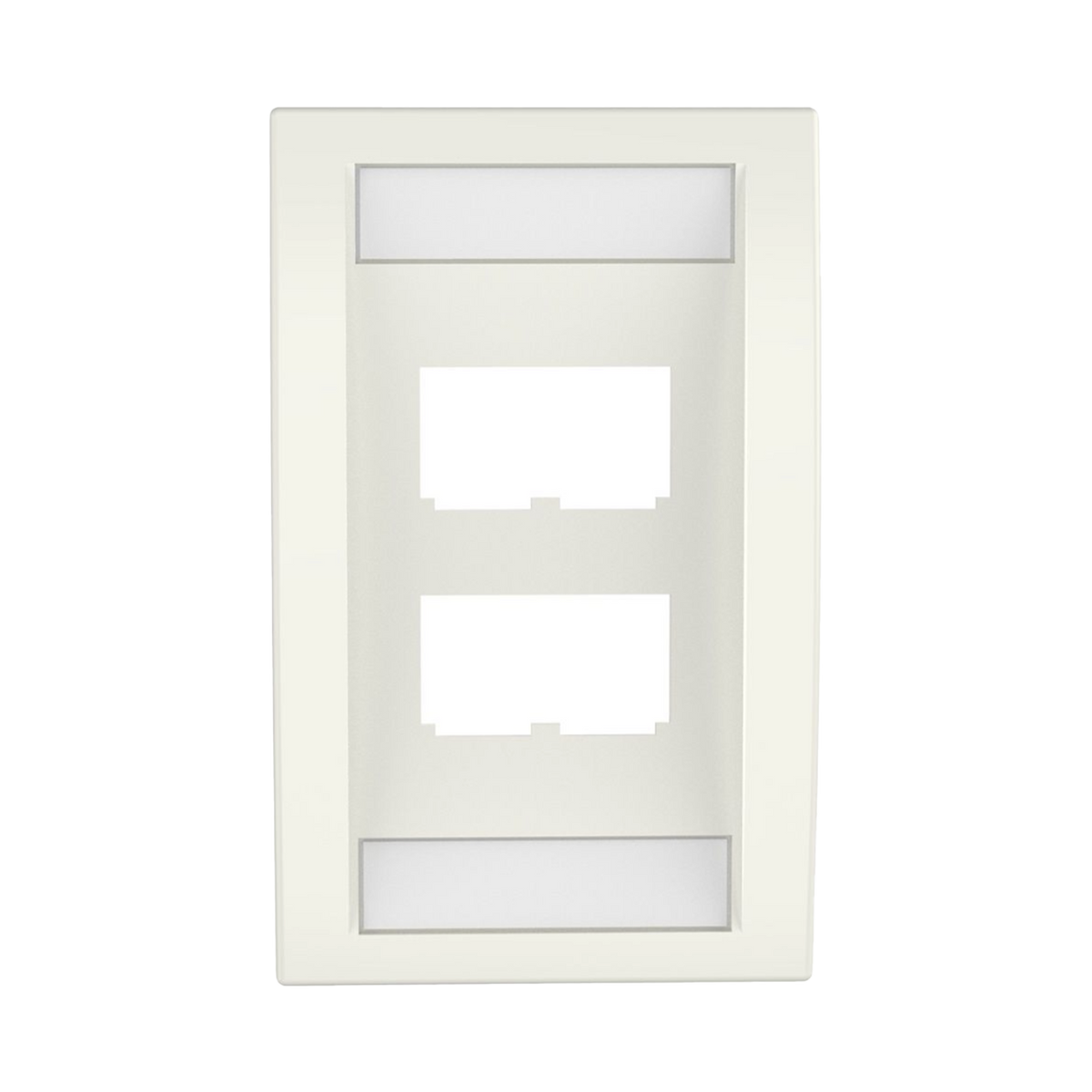 Placa de Pared Vertical Ejecutiva, Salida Para 4 Puertos Mini-Com, Con Espacios Para Etiquetas, Color Blanco Mate
