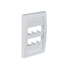 Placa de Pared Vertical Ejecutiva, Salida Para 6 Puertos Mini-Com, Con Espacios Para Etiquetas, Color Blanco