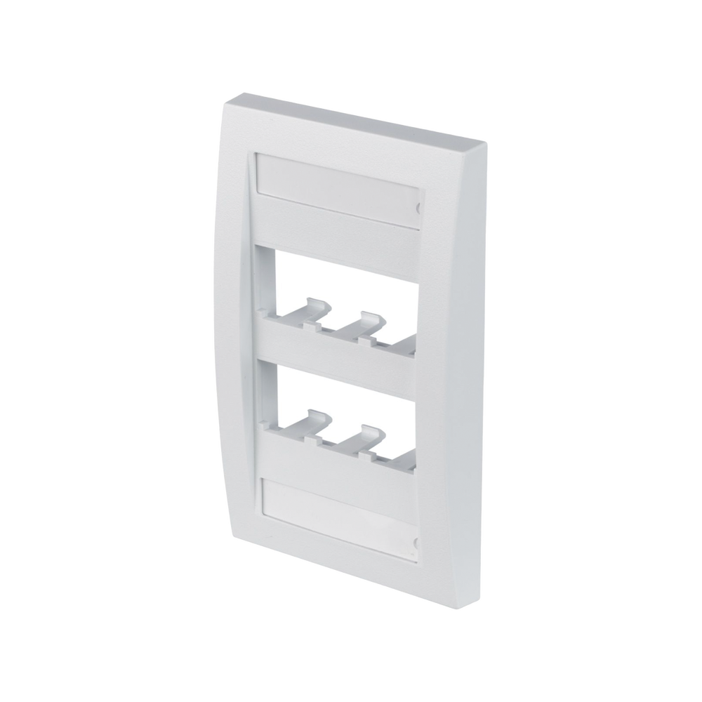 Placa de Pared Vertical Ejecutiva, Salida Para 6 Puertos Mini-Com, Con Espacios Para Etiquetas, Color Blanco