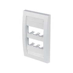 Placa de Pared Vertical Ejecutiva, Salida Para 6 Puertos Mini-Com, Con Espacios Para Etiquetas, Color Blanco