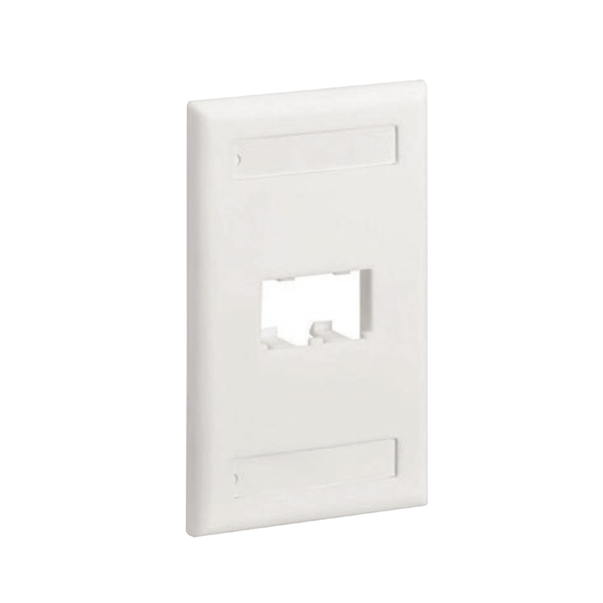 Placa de Pared Vertical Clásica, Salida Para 2 Puertos Mini-Com, Con Espacios Para Etiquetas, Color Blanco Mate