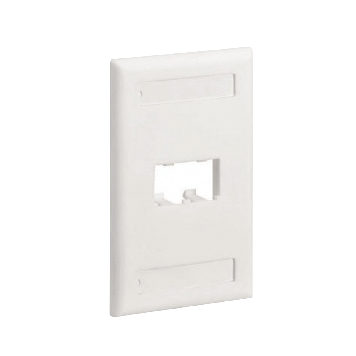 Placa de Pared Vertical Clásica, Salida Para 2 Puertos Mini-Com, Con Espacios Para Etiquetas, Color Blanco