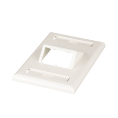 Placa de Pared Vertical Clásica, Salida Para 2 Puertos Mini-Com Inclinados, Con Espacios Para Etiquetas, Color Blanco Mate
