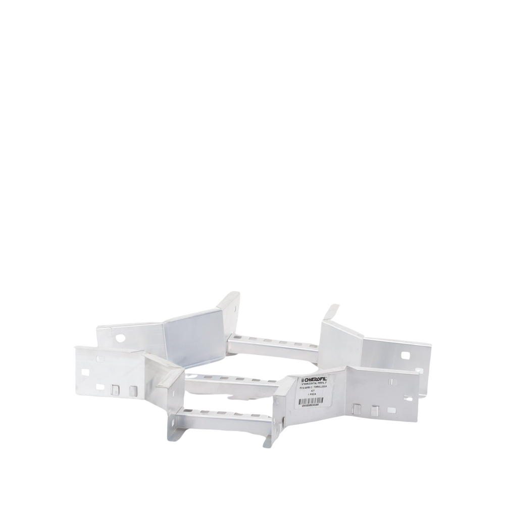 Derivación "X" Horizontal de Aluminio Perfil Z / Peralte 3 1/4" / Ancho 6"/ Radio 8" / Incluye Tornillería (CHXHEZ314R8X6AK)